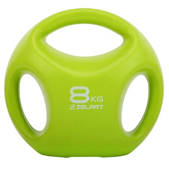 Гиря пластиковая с тройным хватом для фитнеса и кросфита Zelart 2670-8 вес 8кг Neon Green