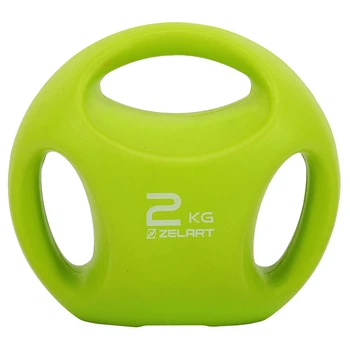 Гиря пластиковая с тройным хватом для фитнеса и кросфита Zelart 2670-2 вес 2кг Neon Green