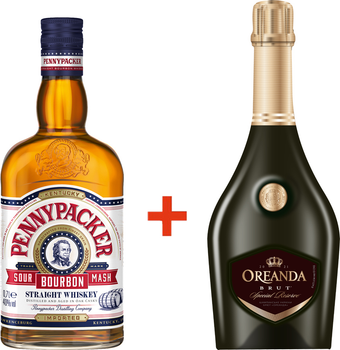 Бурбон PennyPacker 0,7 л 40% + Вино ігристе Oreanda Преміум брют 0,75 л 10,5-12,5% (4062400101103_4062400155700+4820256580585)