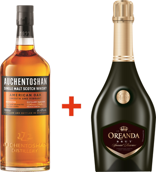 Віскі Auchentoshan American Oak 8 років витримки 0,7 л 40% + Вино ігристе Oreanda Преміум брют 0,75 л 10,5-12,5% (5010496003565+4820256580585)