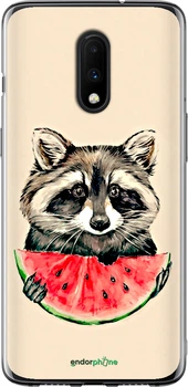 Чехол на OnePlus 7 Енотик с арбузом "4605t-1740-70447"