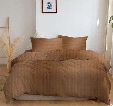 Комплект постельного белья Zastelli Полуторный 145 x 210 см 15-1511 Mahogany Stripe 1 см Бежевый Бязь (2555000007217)