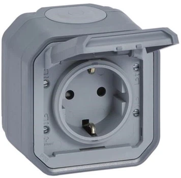 Розетка 2К+З Legrand Plexo з гвинтовими клемами накладний Сірий (069733L)