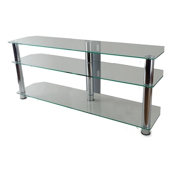 Тумба ТВ из стекла 1250х350х569 Commus Меридиан MX clear Chr прозрачное-хром