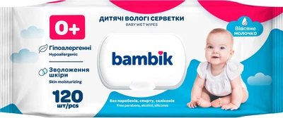 Дитячі вологі серветки з вівсяним молочком, 120 шт. - Bambik Baby Wet Wipes 120шт (817994-27234176)