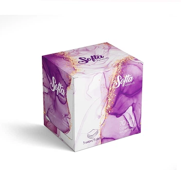 Салфетки косметические сухие трехслойные, 70 шт - Chisto Softa Violet 70шт (1237888-27058168)