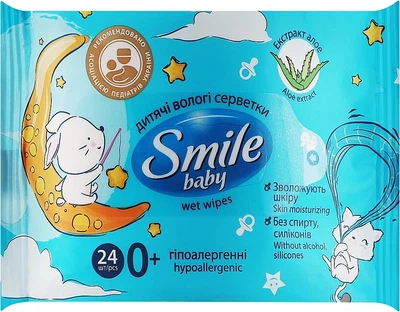 Детские влажные салфетки "Экстракт алоэ" - Smile Ukraine Baby 24шт (1411707-27062210)