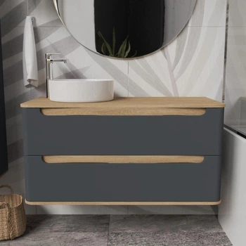 Тумба под раковину со столешницей без выреза MVK Vostok Terra 90 В2 90х45х50 см Эмаль Графит Матовый (tr290gh)