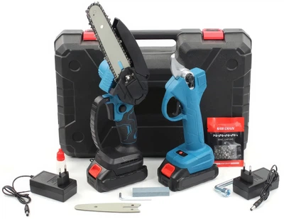Аккумуляторный набор из цепной пилы и секатора в кейсе 24V Черный