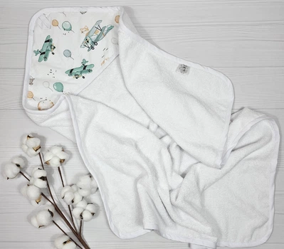 Детское полотенце-уголок 80х80 a.l.babybox Полет зверей Белое