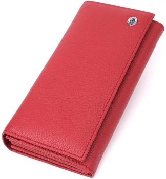 Женский кожаный кошелек ST Leather красный большой 4 отделения с монетницей 55571