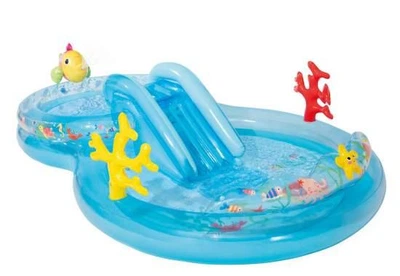 Детский игровой центр бассейн Intex 56143 На дне Моря с горкой и фонтаном 201×191×109 см от 2 лет