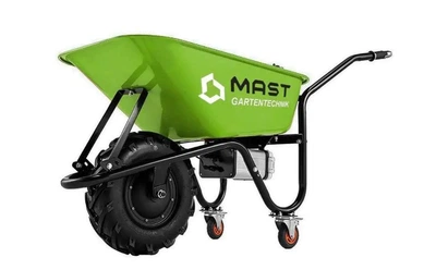 Аккумуляторная тачка MAST EWB грузоподъемность 150 кг тележка 3 колеса объем 3 л цвет зелено-черный