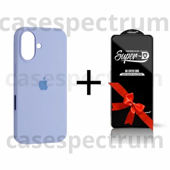 Чехол силиконовый Premium Silicone Case Full Cover для Apple iPhone 16 lilac cream + Подарок защитное стекло ESD Mietubl для Apple iPhone