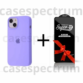 Чохол силіконовий Premium Silicone Case Full для Apple iPhone 15 light purple + Подарунок Захисне скло ESD Mietubl для Apple iPhone