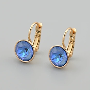 Серьги с кристаллами Swarovski Сан Марино 40432 размер 17х10 мм цвет бирюзовый вес 3.1 г позолота 18К