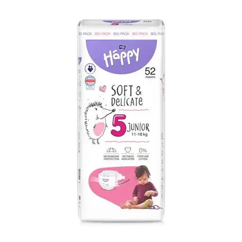 Подгузники детские Happy 5 Junior 11-18 кг. 52 шт.