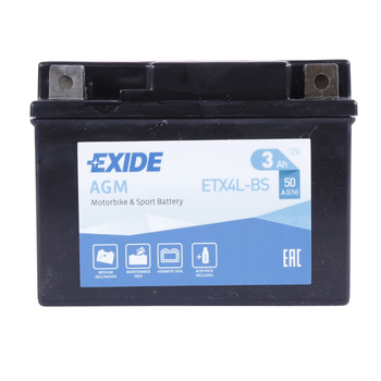 Аккумуляторы для мотоциклов EXIDE Moto AGM 6CT 3Ah R+ ETX4L-BS