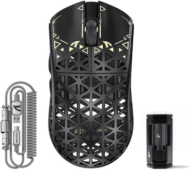 Ігрова Мишка ATTACK SHARK R5 ULTRA Black КАРБОНОВИЙ Корпус Безпровідна Трирежимна 2.4G/Bluetooth/Кабель, 8000Hz, PAW3950MAX, 42000 DPI, 39 грам Ультралегка