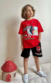 Детский летний комплект (футболка + шорты) для мальчика Wiki boom kids Spider Man 122-128 см красно-черный