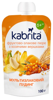 Пудинг мультизлаковий Kabrita з обліпихою на козячих вершках для дітей від 6 місяців, 100 г