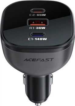 Автомобільний зарядний пристрій Acefast B14 165W 2xUSB-C/USB-A Black (6974316282938)