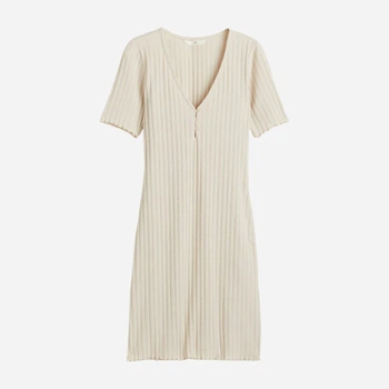 Плаття-футболка коротке літнє жіноче H&M 1076006003c21 S Бежеве (KC1000000047380)