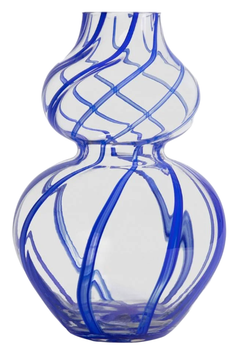 Wazon HOMLA Azurete szklany w niebieskie paski 17 x 25 cm (5906496729829)