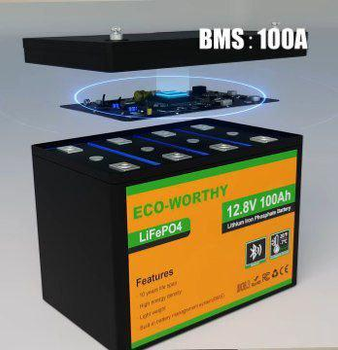 Аккумулятор LiFePO4 Eco-Worthy 12.8v 100Ah Bluetooth литий железо фосфатный для солнечных электростанций