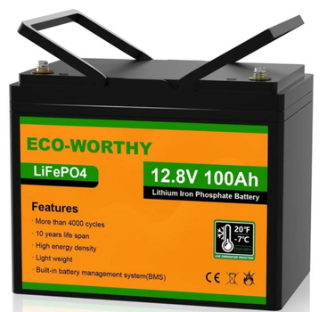 Аккумулятор LiFePO4 12.8V 100Ah Eco-Worthy ECO-LFP12100 литий железо фосфатный для солнечных систем