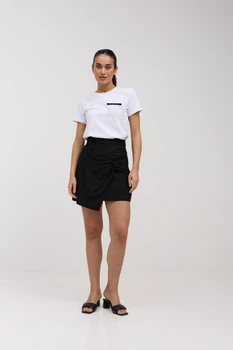 Спідниця міні льоновмісна з перекрутом Wear me XS Чорний (20_25_91_11135)