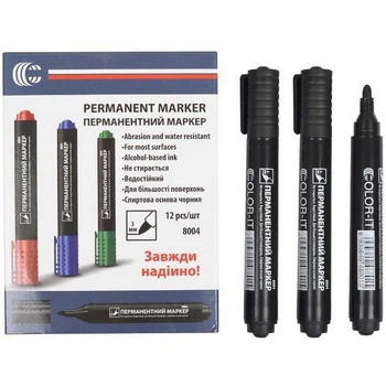 Маркер перманентный черный COLOR-IT 8004 "C", толстый