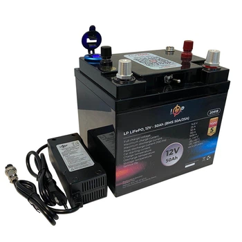 Акумулятор LP LiFePO4 12V-50Ah (BMS 50A/25А) універсальний пусковий із зарядним пристроєм