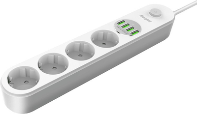 Listwa zasilająca Energizer 4 gniazda 4 USB 2 m White (EPB2500W00EU)