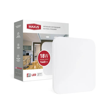 Настенно-потолочный LED светильник MAXUS Ceiling light 18W 4100K квадрат