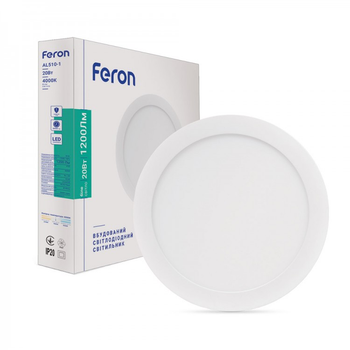 Врезной LED светильник AL510-1 20W круг белый 1200Lm 4000K 220*13.5mm
