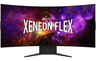 Монітор гнучкий 45' Corsair Xeneon Flex 45WQHD240, Black, OLED, 3440x1440 (21:9), 0.03 мс, 240 Гц, 800R, 1000:1, 2xHDMI/DP/Type-C, 4xUSB 3.2, FreeSync Premium, G-Sync Compatible, 100% - sRGB, 98.5% - DCI-P3 (CM-9030001-PE)