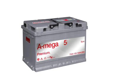 Акумулятор A-mega Premium 75Ah 720А (- +) euro