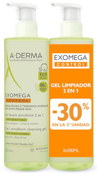 Набір гелів для душу A-Derma Exomega Control Emollient 2в1 500 мл х 2 шт (3282779425476)