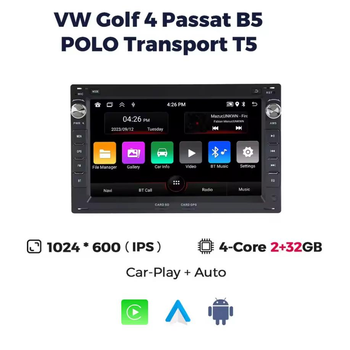 Сенсорна Автомагнітола Android 7 дюймів 2 Din для VW Golf 4 Passat B5 Bora Polo Sharan T4/T5 2/32Гб