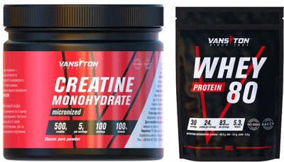 Набор Vansiton моногидрат порошок 500 г + Vansiton WHEY-80 порошок 900 г (4820106590511) + (4820106591181)