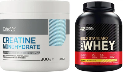 Набор OstroVit Creatine Monohydrate порошок 300 г Манго + Optimum Nutrition 100% Whey Gold Standard порошок 2.27 кг Banana (5902232617603) + (748927029574)