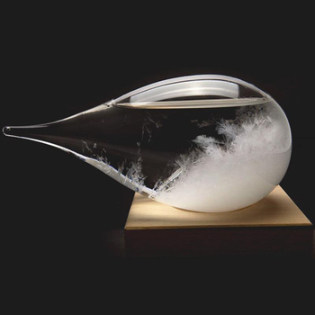 Барометр Штормгласс Капля большая 20,5 х 11,5 см Storm glass на деревянной подставке
