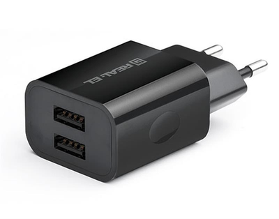 Мережевий зарядний пристрій REAL-EL CH-210 (2USB, 2.1 A) Black ( Чорний ) 21163