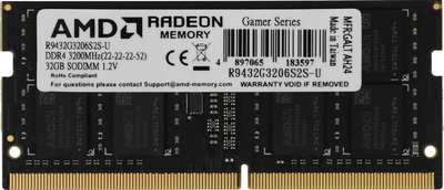 Pamięć RAM AMD SODIMM DDR4-3200 32768MB PC4-25600 R9 Series (R9432G3206S2S-U)