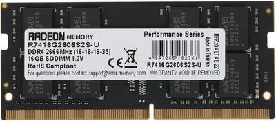 Pamięć RAM AMD SODIMM DDR4-2666 16384MB PC4-21300 Radeon R7 (R7416G2606S2S-U)
