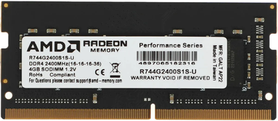Pamięć RAM AMD SODIMM DDR4-2400 4096MB PC4-19200 R7 Performance Series (R744G2400S1S-U)