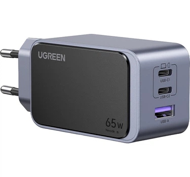 Зарядное устройство UGREEN X553 Nexode 65W 2xType-C PD, 1xUSB-A GaN Charger Grey (35042)