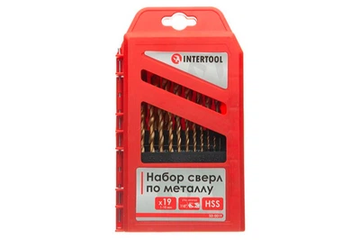 Набор сверл по металлу Intertool 19 шт 1-10 мм титановые сверла для металла цилиндрические по стали HSS (D-IT_22-C)