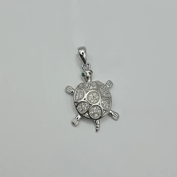Кулон серебряный с кубическим цирконием "Черепашка" 2,22 г